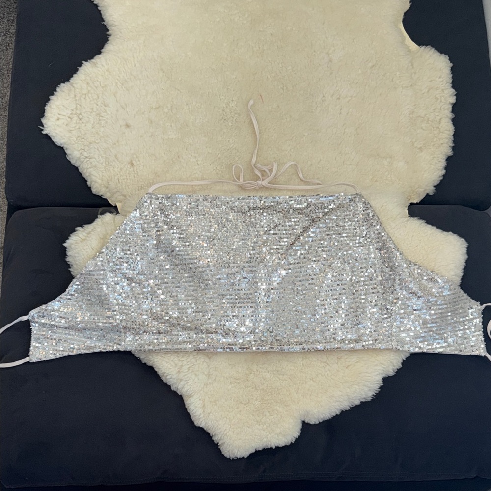 NWT Silver Sequin Top